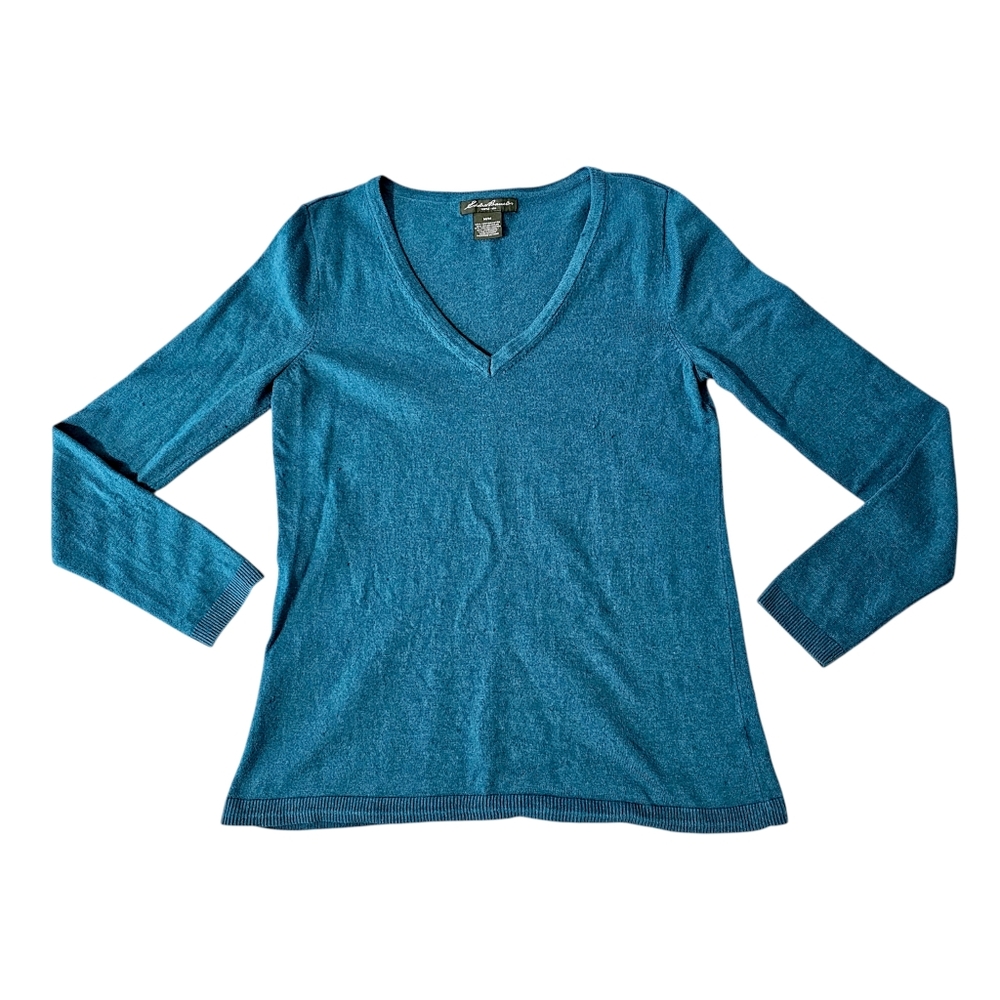 Eddie Bauer Teal V-Neck Sweater - Size M - Picture 2 of 9
